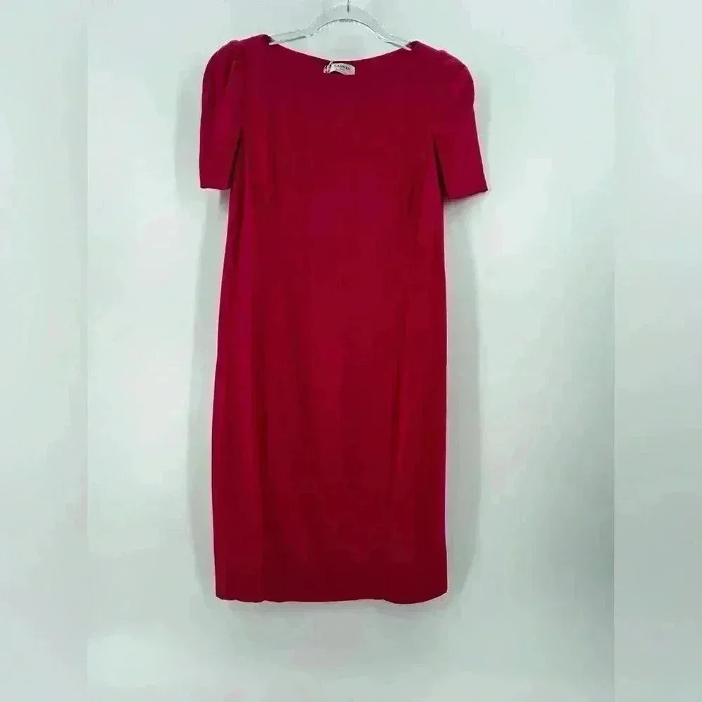 Rare Nwt Lanvin Fuschia Pink Sheath Dress Cape Sleeves sz 36 S Classic